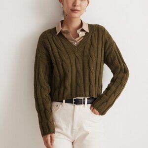 Madewell Cropped Cable Knit Sweater
